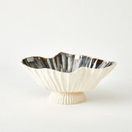 Studio A Folha Footed Bowl - Off - White - Metallic