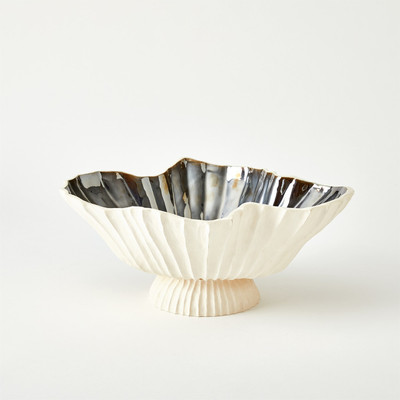 Studio A Folha Footed Bowl - Off - White - Metallic