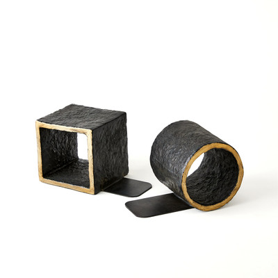 Studio A Geometry Bookends - Iron - Gold - Pair