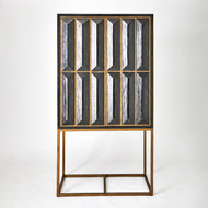 Studio A Horn Inlay Bar Cabinet - Black - Antique Brass