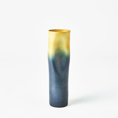 Studio A Indent Vase - Grey - Yellow - Skinny