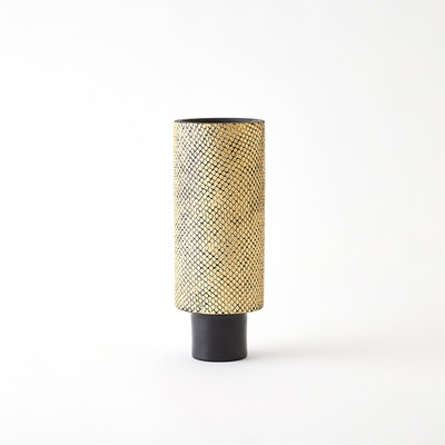 Studio A Java Footed Vase - Matte Black - Gold Metallic