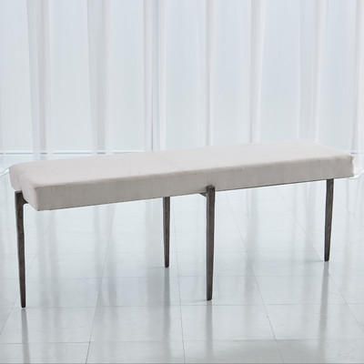 Studio A Laforge Bench - Natural Iron w - Muslin Cushion - Lg