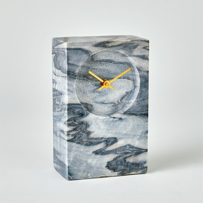 Studio A Marble Tower Clock - Black - Grey