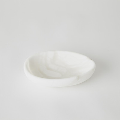 Studio A Oblique Alabaster Bowl - White - Sm