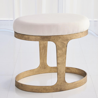 Studio A Oslo Stool - Gold w - Muslin Cushion