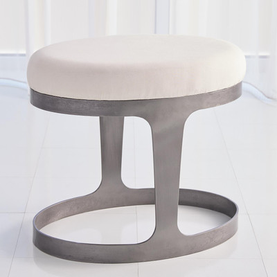 Studio A Oslo Stool - Iron w - Muslin Cushion