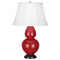 Double Gourd Table Lamp - Deep Patina Bronze - Ruby Red