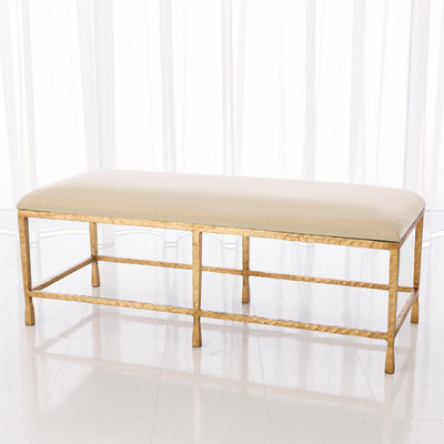 Studio A Quad Pod Bench w - Muslin Cushion - Gold Leaf