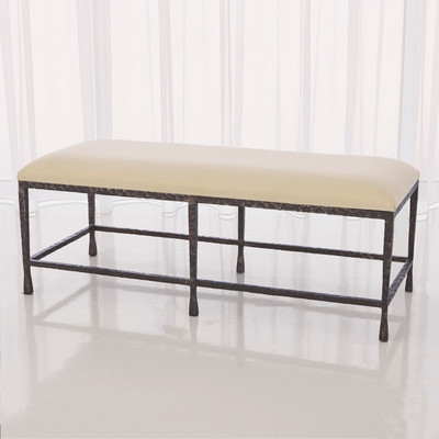 Studio A Quad Pod Bench w - Muslin Cushion - Natural Iron