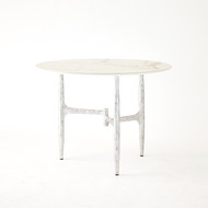Studio A Radius Round Table - Silver w - Golden White Top