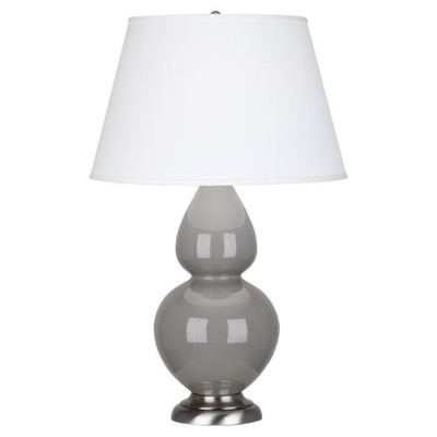 Double Gourd Table Lamp - Antique Silver - Smokey Taupe