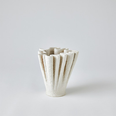 Studio A Ripple Printed Vase - Matte White - Short