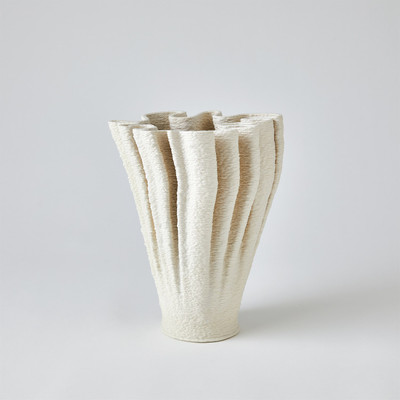 Studio A Ripple Printed Vase - Matte White - Tall
