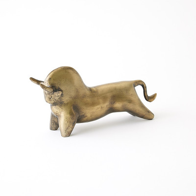 Studio A Sampson Bull Sculpture - Antique Brass