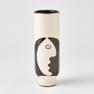 Studio A Simple Face Vase - Natural w - Black Design