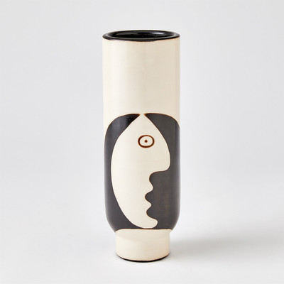 Studio A Simple Face Vase - Natural w - Black Design