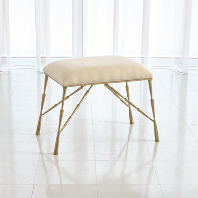 Studio A Spike Bench w - Muslin Cushion - Antique Brass - Sm