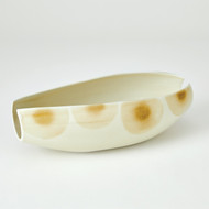 Studio A Spots Bowl - White w - Taupe Spots
