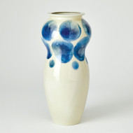 Studio A Spots Vase - White w - Blue Spots