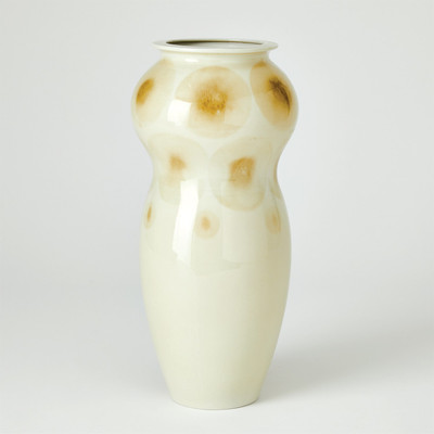 Studio A Spots Vase - White w - Taupe Spots