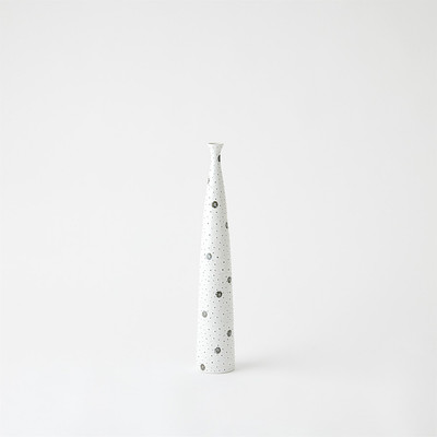 Studio A Spotted Tapered Vase - White w - Black Spots - Sm
