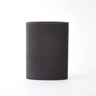 Studio A Tuba Vase - Black w - Gold Rim - Lg