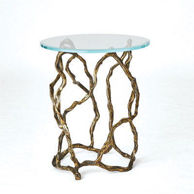 Studio A Twistwood Accent Table - Antique Brass