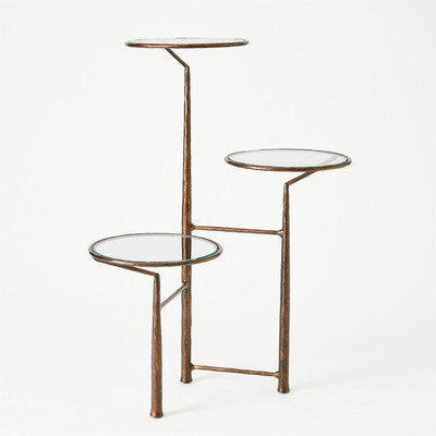 Studio A Unity Pedestal w - Glass - Bronze