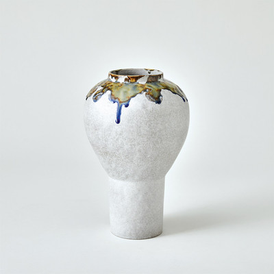 Studio A Volcan Footed Vase - Grey - Reactive Green