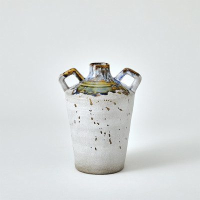 Studio A Volcan Handled Jar - Grey - Reactive Green - Lg