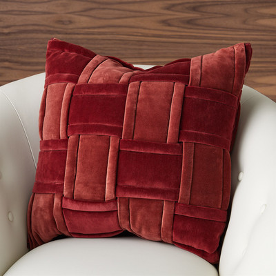 Studio A Woven Pillow - Brick Red