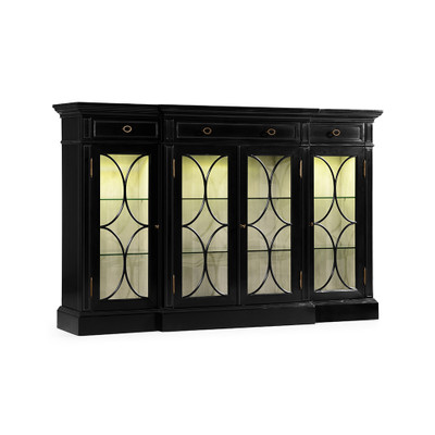 Jonathan Charles Breakfront Black Display Cabinet