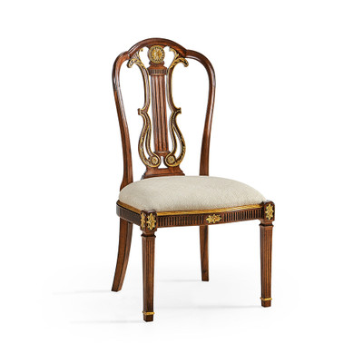 Jonathan Charles Buckingham Neo-classical Gilded Lyre Back Dining Chair