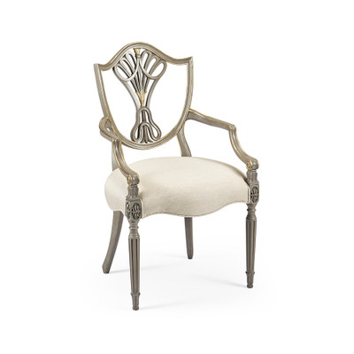 Jonathan Charles Buckingham Sheraton Grey & Gilded Dining Armchair