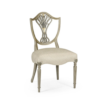 Jonathan Charles Buckingham Sheraton Grey & Gilded Dining Side Chair