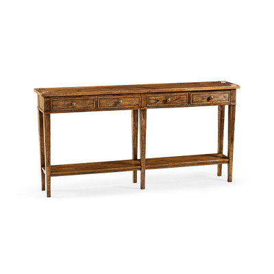 Jonathan Charles Casual Accents Country Walnut 4 Drawer Console Table