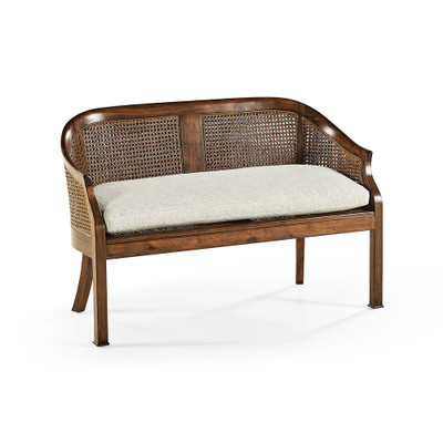 Jonathan Charles Casual Accents Walnut Salon Settee Cane Back Seat