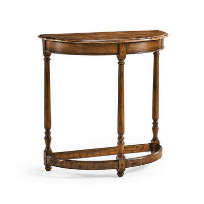 Jonathan Charles Casually Country Walnut Demilune Console Table