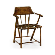 Jonathan Charles Curated Walnut Smokers Armchair With Leather Seat