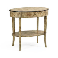 Jonathan Charles Hamilton Oval Golden Amber Burr Bedside Table