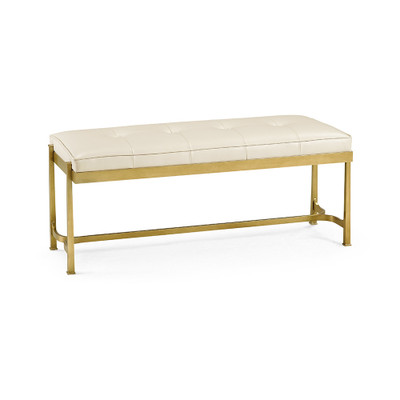 Jonathan Charles Luxe Gilded Iron & Cream Leather Bench