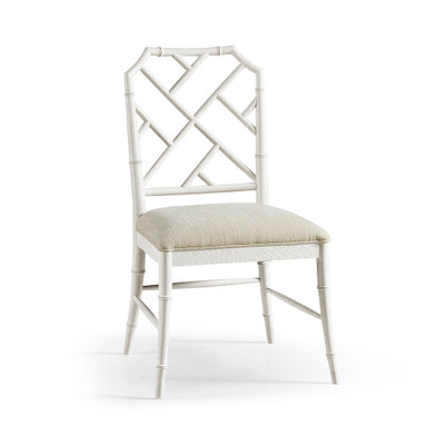 Jonathan Charles Timeless Saros Chippendale Bamboo Side Chair in Chalk White
