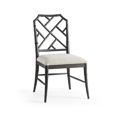 Jonathan Charles Timeless Saros Chippendale Bamboo Side Chair in Ebonized Black