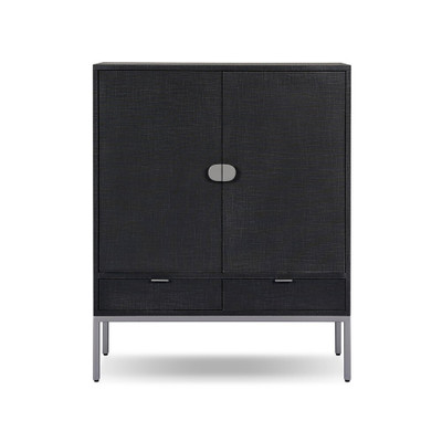 Four Hands Cressida Bar Cabinet - Black Linen