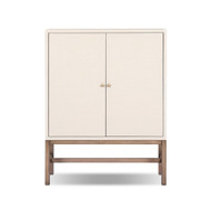 Four Hands Fiona Bar Cabinet - Ivory Painted Raffia