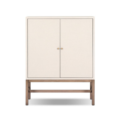 Four Hands Fiona Bar Cabinet - Ivory Painted Raffia
