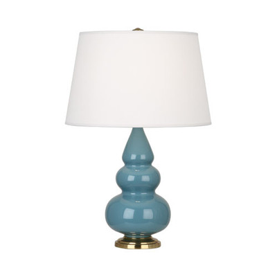 Small Triple Gourd Table Lamp - Antique Brass - Steel Blue