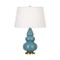 Small Triple Gourd Table Lamp - Antique Brass - Steel Blue