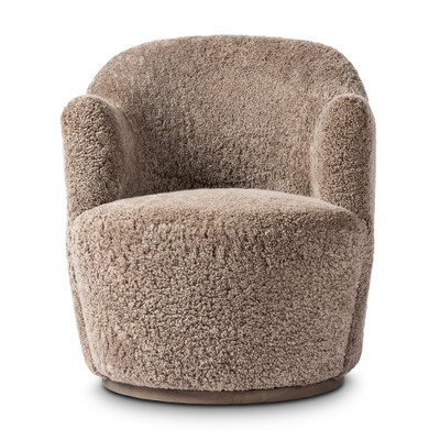 Four Hands Aurora Swivel Chair - Taupe Shearling